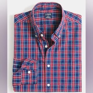 J. Crew Men's Red and Blue Plaid Shirt